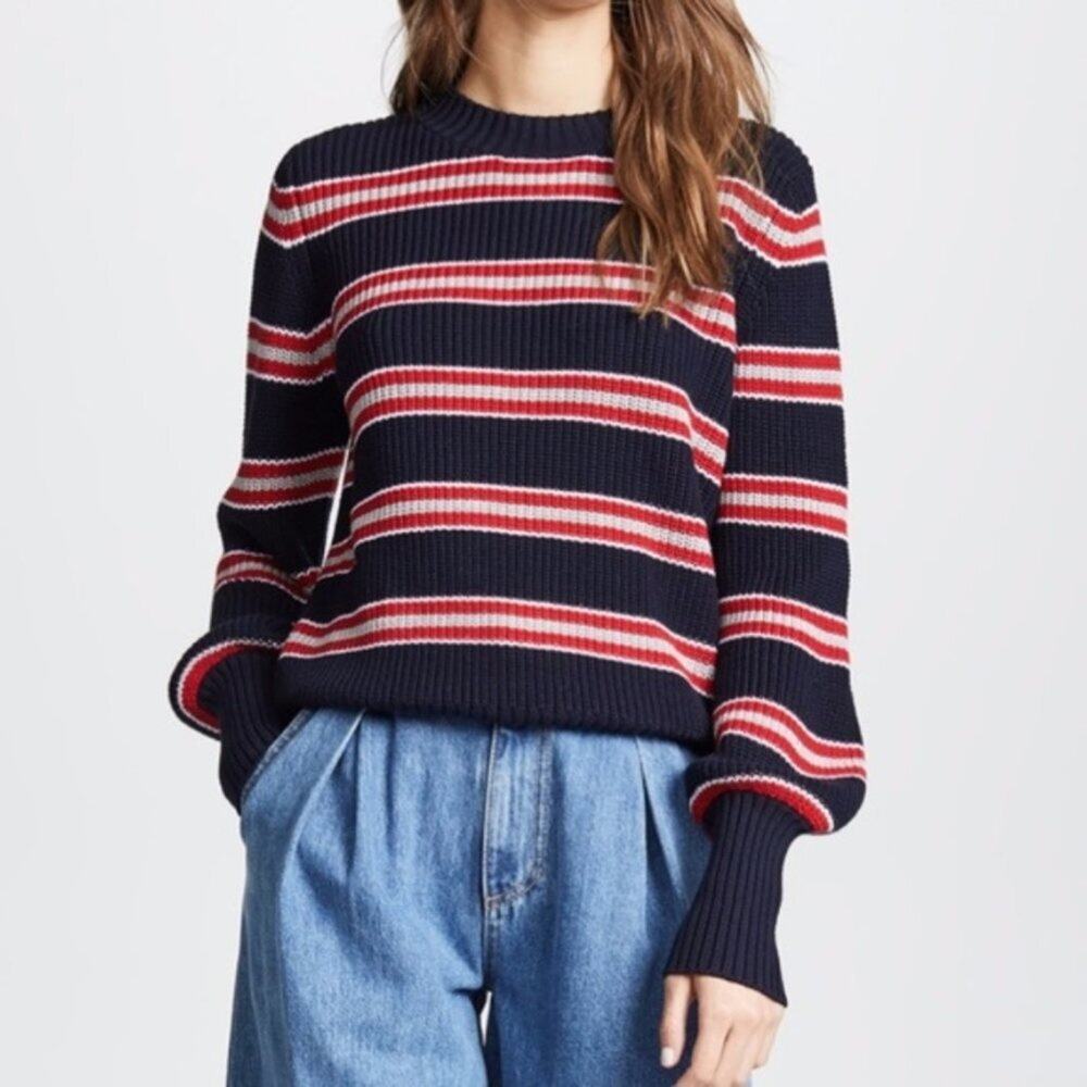 The Fifth Label Defense Striped Sweater Navy & Red